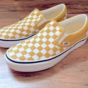 Yellow Checkered Slip On Vans